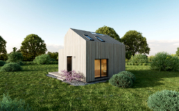 Ein Render von der Seitenansicht von dem Tiny House