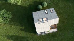 Eine Luftaufnahme von dem Tiny House