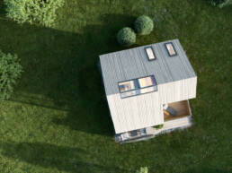 Eine Luftaufnahme von dem Tiny House